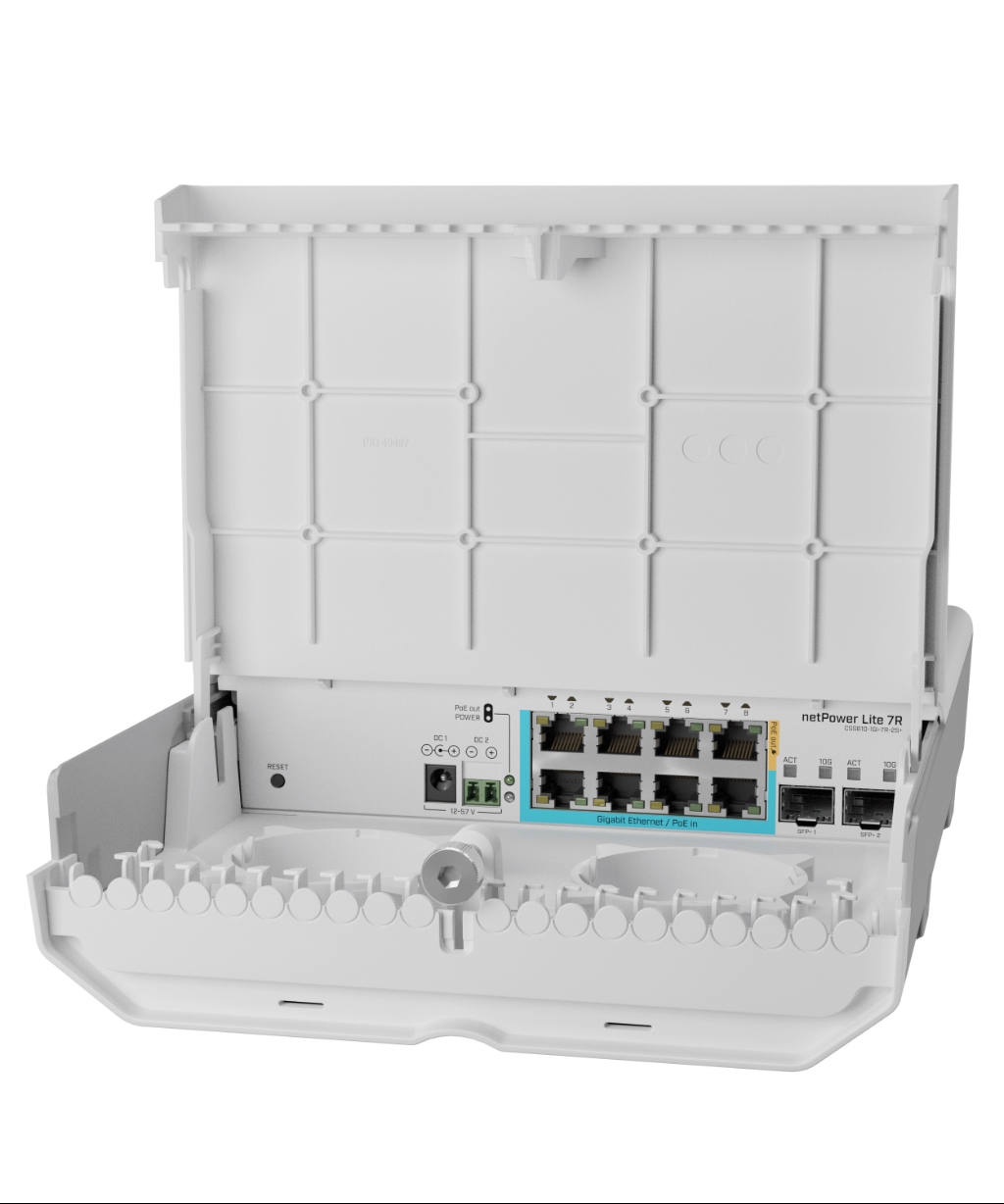 CSS610-1Gi-7R-2S+OUT-MikroTik netPower Lite 7R - CSS610-1Gi-7R-2S+OUT 8 Port Dış Mekan Ters PoE Switch