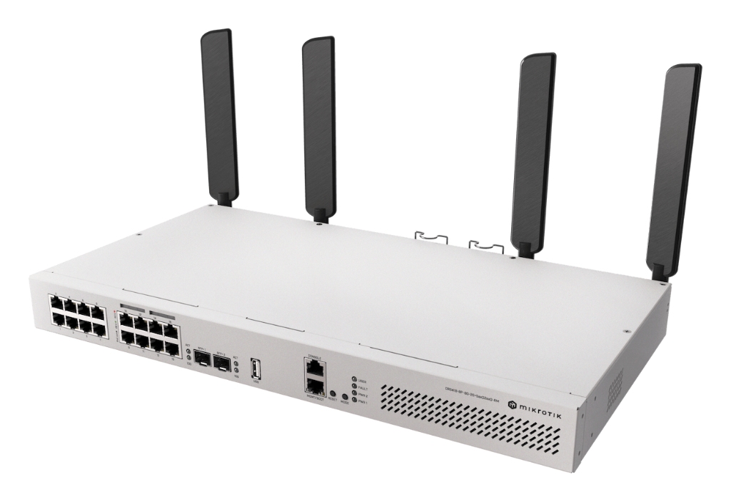 CRS418-8P-8G-2S+5axQ2axQ-RM-Mikrotik CRS418-8P-8G-2S+5axQ2axQ-RM Switch - Wi-Fi 6, 16× GbE, 8× PoE-out, 2× 10G SFP+