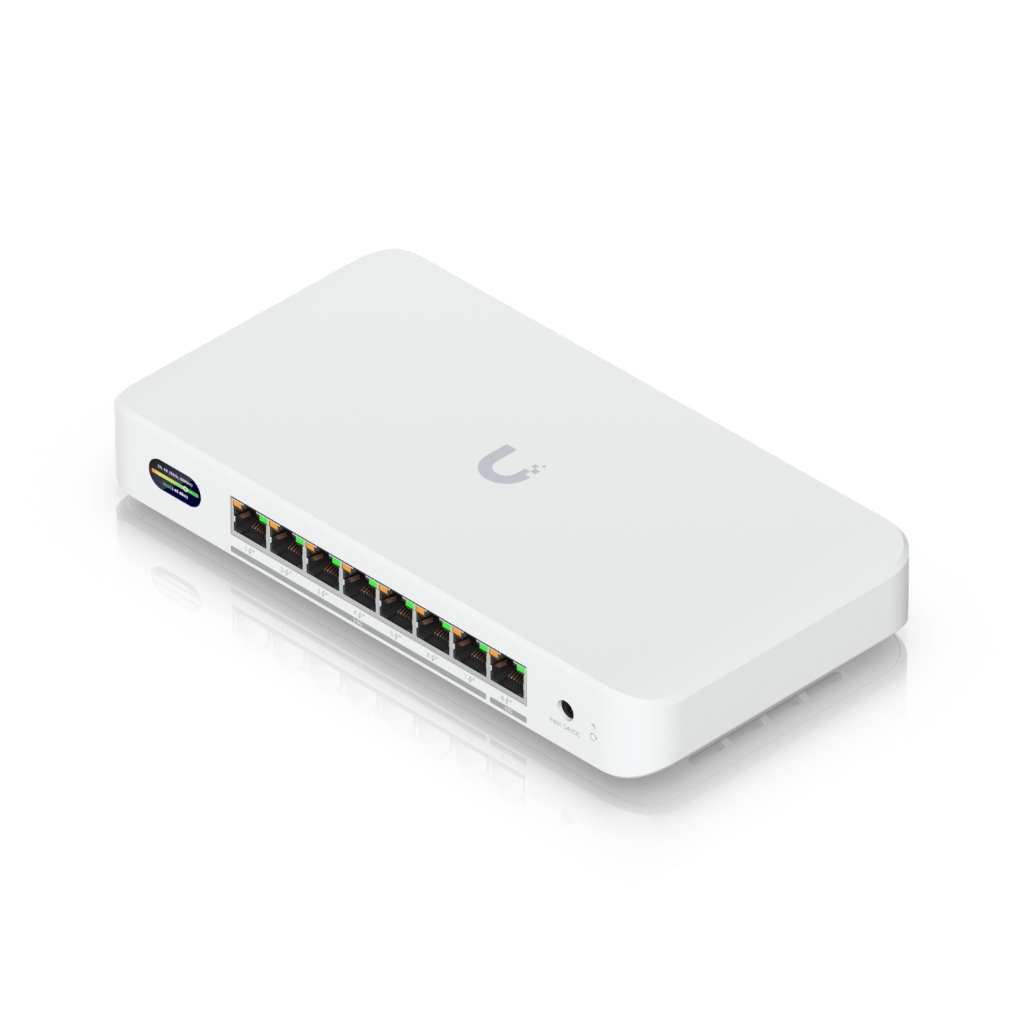 UDB-Switch-UBNT UniFi UDB-Switch - WiFi 7 Uplink’li 10GbE + 2.5GbE 8 Port PoE+ Switch, 0.96” LCM, 6 GHz Ready